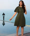 Sleeve Flared Shift Mini Linen Dress